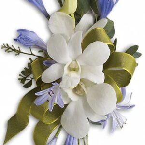 Blue and White Elgance Corsage